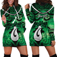 Personalised Maori Matariki Hei Matau Kakariki Hoodie Dress Maori Kowhaiwhai Pattern Galaxy LT01 - Polynesian Pride