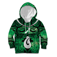 Personalised Maori Matariki Hei Matau Kakariki Kid Hoodie Maori Kowhaiwhai Pattern Galaxy