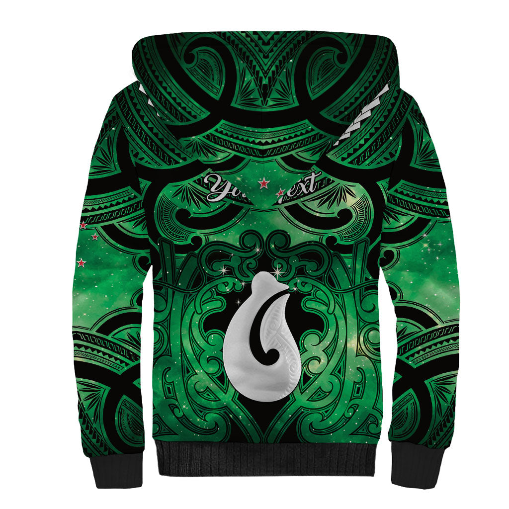 Personalised Maori Matariki Hei Matau Kakariki Sherpa Hoodie Maori Kowhaiwhai Pattern Galaxy LT01 - Polynesian Pride