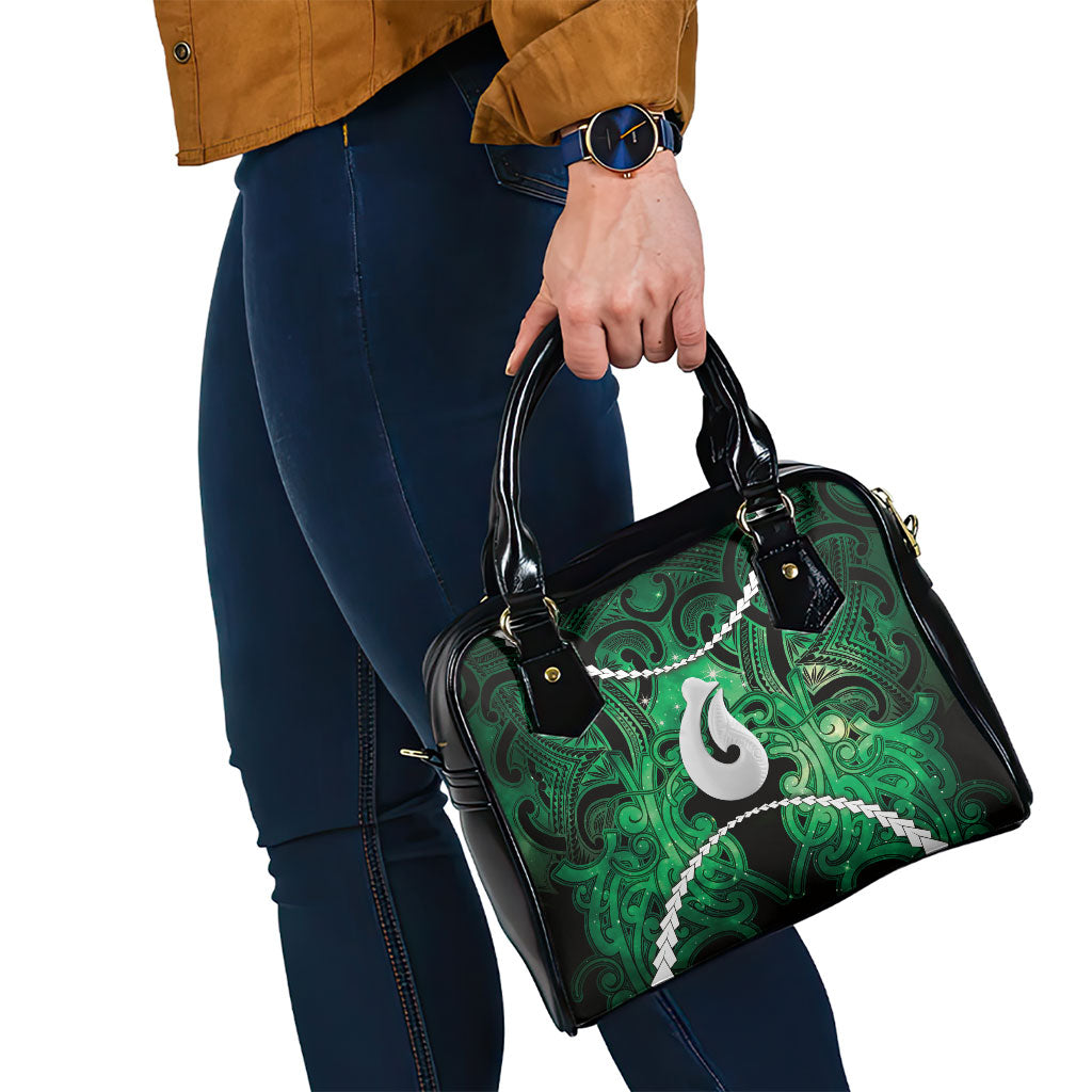 Maori Matariki Hei Matau Kakariki Shoulder Handbag Maori Kowhaiwhai Pattern Galaxy LT01 - Polynesian Pride