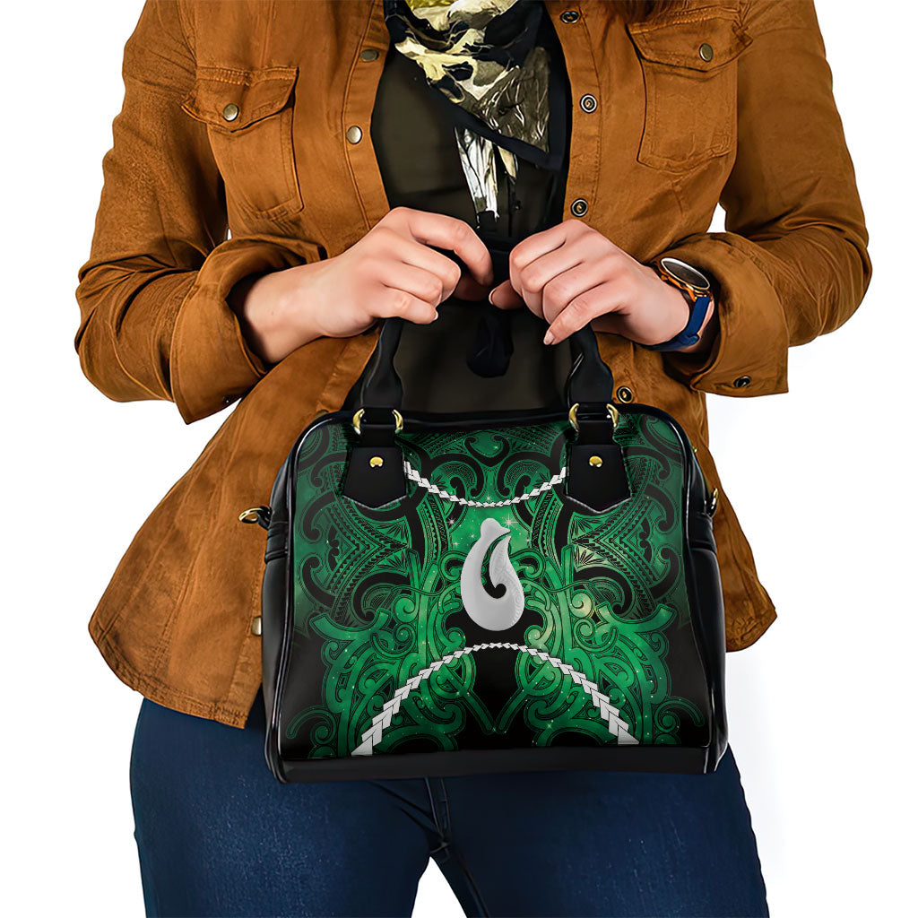 Maori Matariki Hei Matau Kakariki Shoulder Handbag Maori Kowhaiwhai Pattern Galaxy LT01 - Polynesian Pride