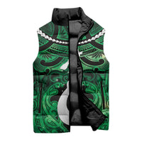 Personalised Maori Matariki Hei Matau Kakariki Sleeveless Puffer Jacket Maori Kowhaiwhai Pattern Galaxy