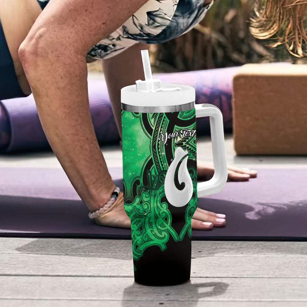 Personalised Maori Matariki Hei Matau Kakariki Tumbler With Handle Maori Kowhaiwhai Pattern Galaxy