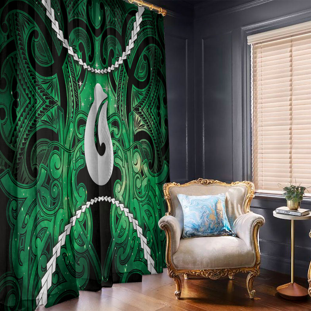 Maori Matariki Hei Matau Kakariki Window Curtain Maori Kowhaiwhai Pattern Galaxy