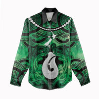 Personalised Maori Matariki Hei Matau Kakariki Women Casual Shirt Maori Kowhaiwhai Pattern Galaxy LT01 - Polynesian Pride