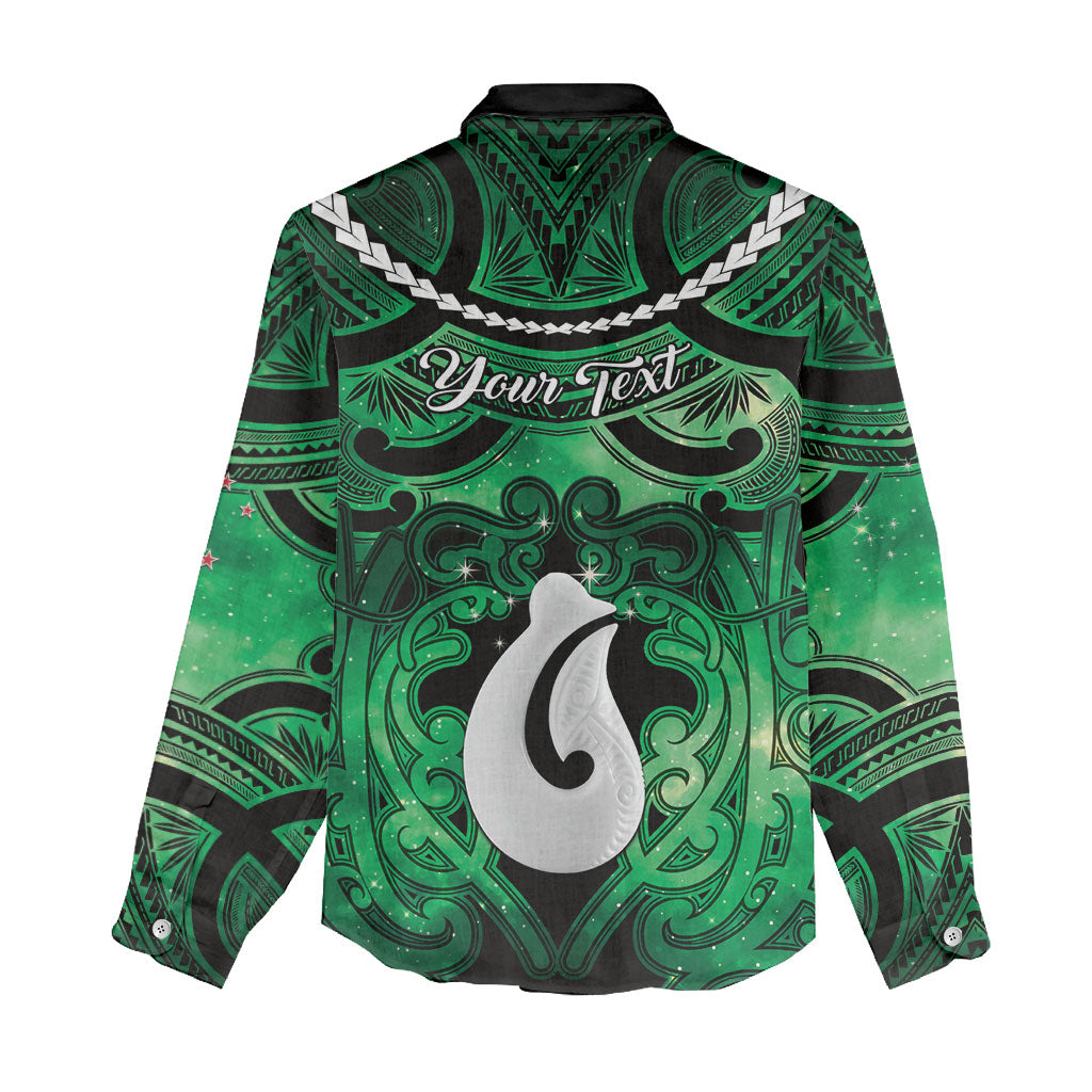 Personalised Maori Matariki Hei Matau Kakariki Women Casual Shirt Maori Kowhaiwhai Pattern Galaxy LT01 - Polynesian Pride