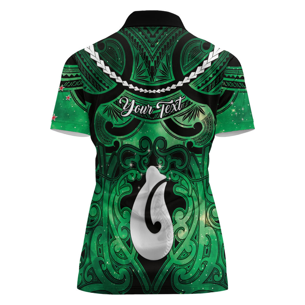 Personalised Maori Matariki Hei Matau Kakariki Women Polo Shirt Maori Kowhaiwhai Pattern Galaxy LT01 - Polynesian Pride