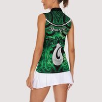 Personalised Maori Matariki Hei Matau Kakariki Women Sleeveless Polo Shirt Maori Kowhaiwhai Pattern Galaxy LT01 - Polynesian Pride