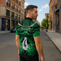 Personalised Maori Matariki Hei Matau Kakariki Zipper Polo Shirt Maori Kowhaiwhai Pattern Galaxy LT01 - Polynesian Pride