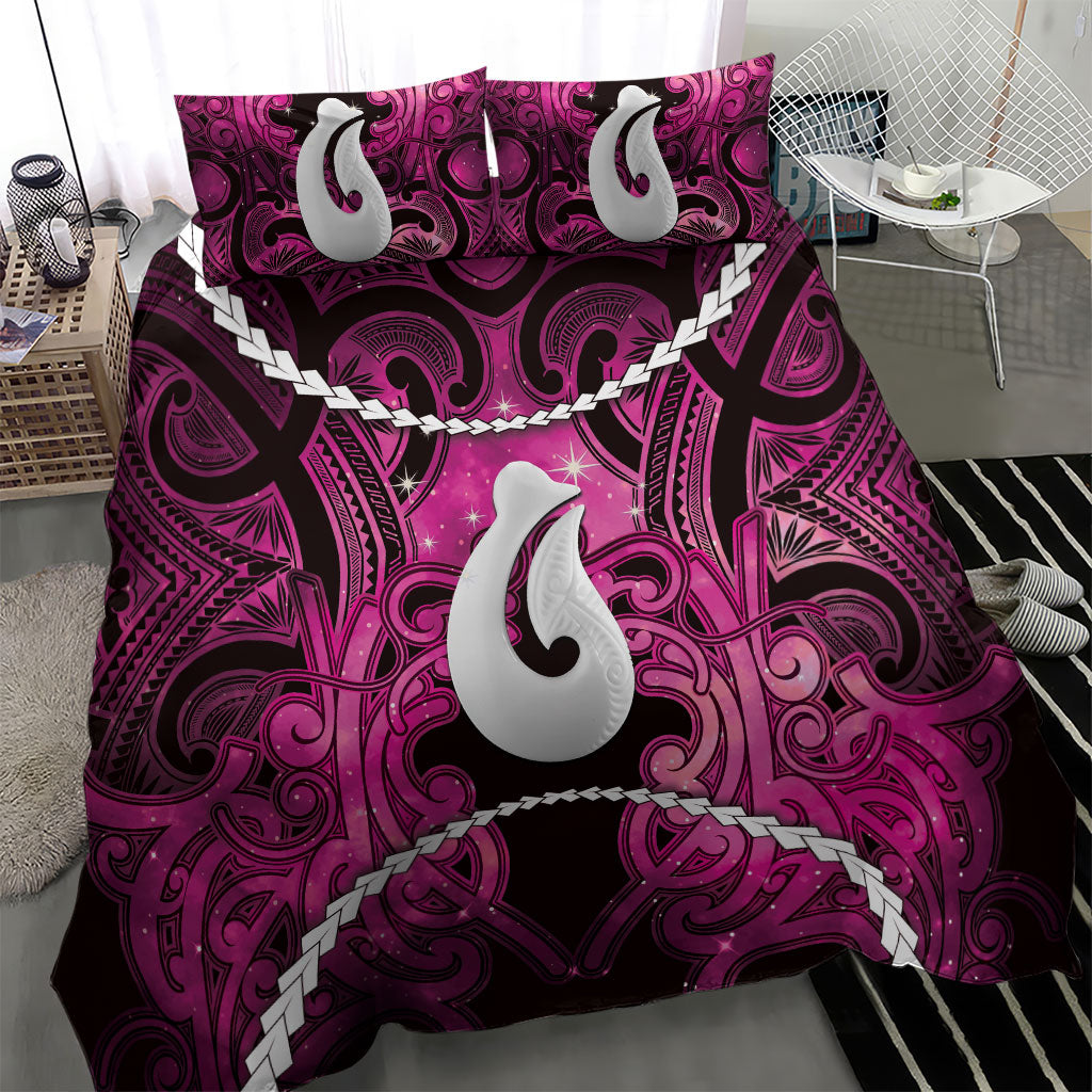 Maori Matariki Hei Matau Mawhero Bedding Set Maori Kowhaiwhai Pattern Galaxy