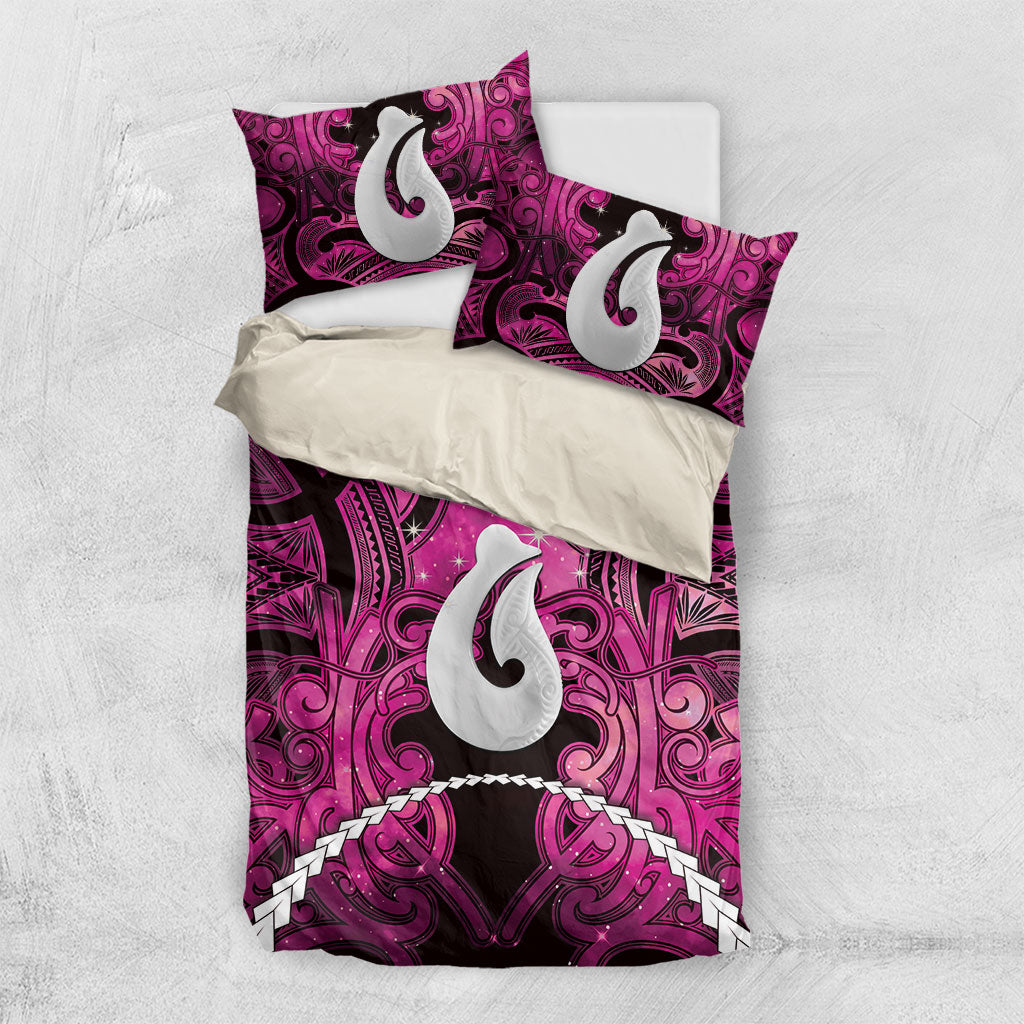 Maori Matariki Hei Matau Mawhero Bedding Set Maori Kowhaiwhai Pattern Galaxy