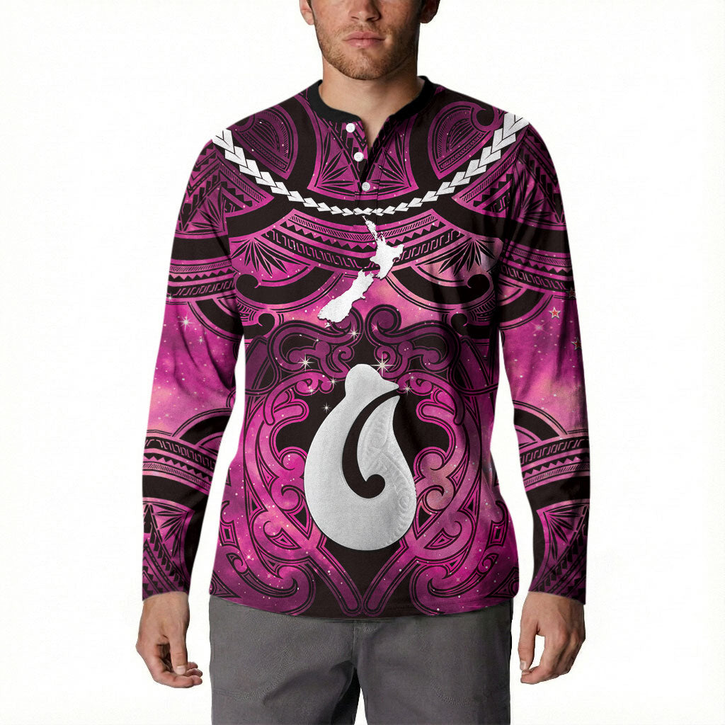 Personalised Maori Matariki Hei Matau Mawhero Button Sweatshirt Maori Kowhaiwhai Pattern Galaxy