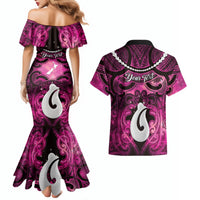 Personalised Maori Matariki Hei Matau Mawhero Couples Matching Mermaid Dress and Hawaiian Shirt Maori Kowhaiwhai Pattern Galaxy