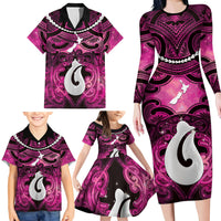 Personalised Maori Matariki Hei Matau Mawhero Family Matching Long Sleeve Bodycon Dress and Hawaiian Shirt Maori Kowhaiwhai Pattern Galaxy LT01 - Polynesian Pride
