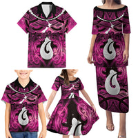 Personalised Maori Matariki Hei Matau Mawhero Family Matching Puletasi and Hawaiian Shirt Maori Kowhaiwhai Pattern Galaxy