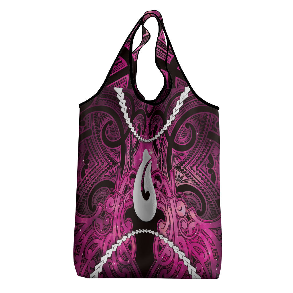 Maori Matariki Hei Matau Mawhero Grocery Bag Maori Kowhaiwhai Pattern Galaxy