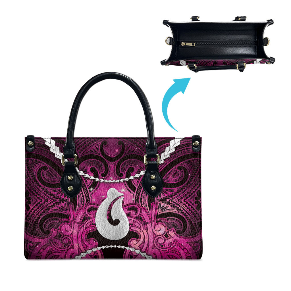 Maori Matariki Hei Matau Mawhero Leather Bag Maori Kowhaiwhai Pattern Galaxy LT01 - Polynesian Pride