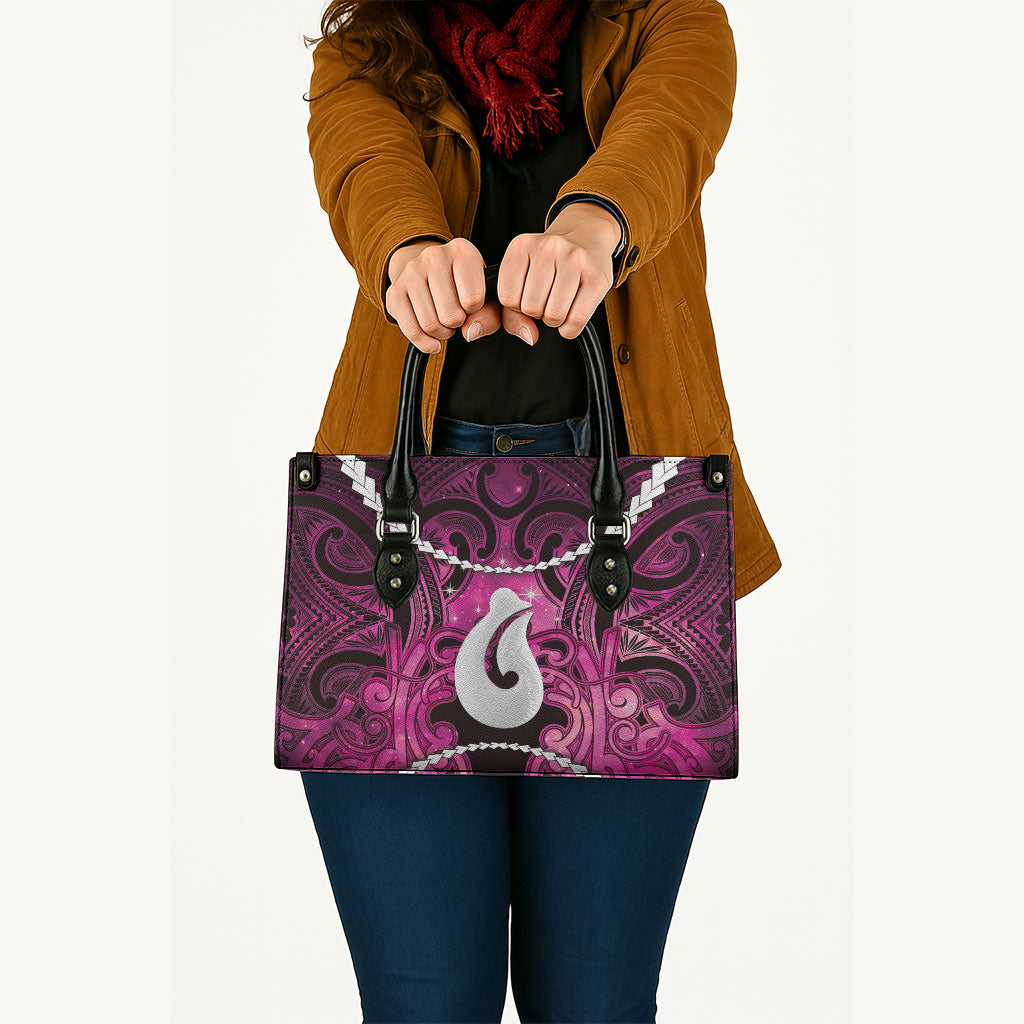 Maori Matariki Hei Matau Mawhero Leather Bag Maori Kowhaiwhai Pattern Galaxy LT01 - Polynesian Pride