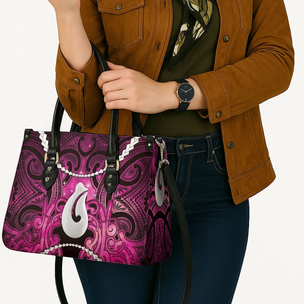 Maori Matariki Hei Matau Mawhero Leather Bag Maori Kowhaiwhai Pattern Galaxy LT01 - Polynesian Pride