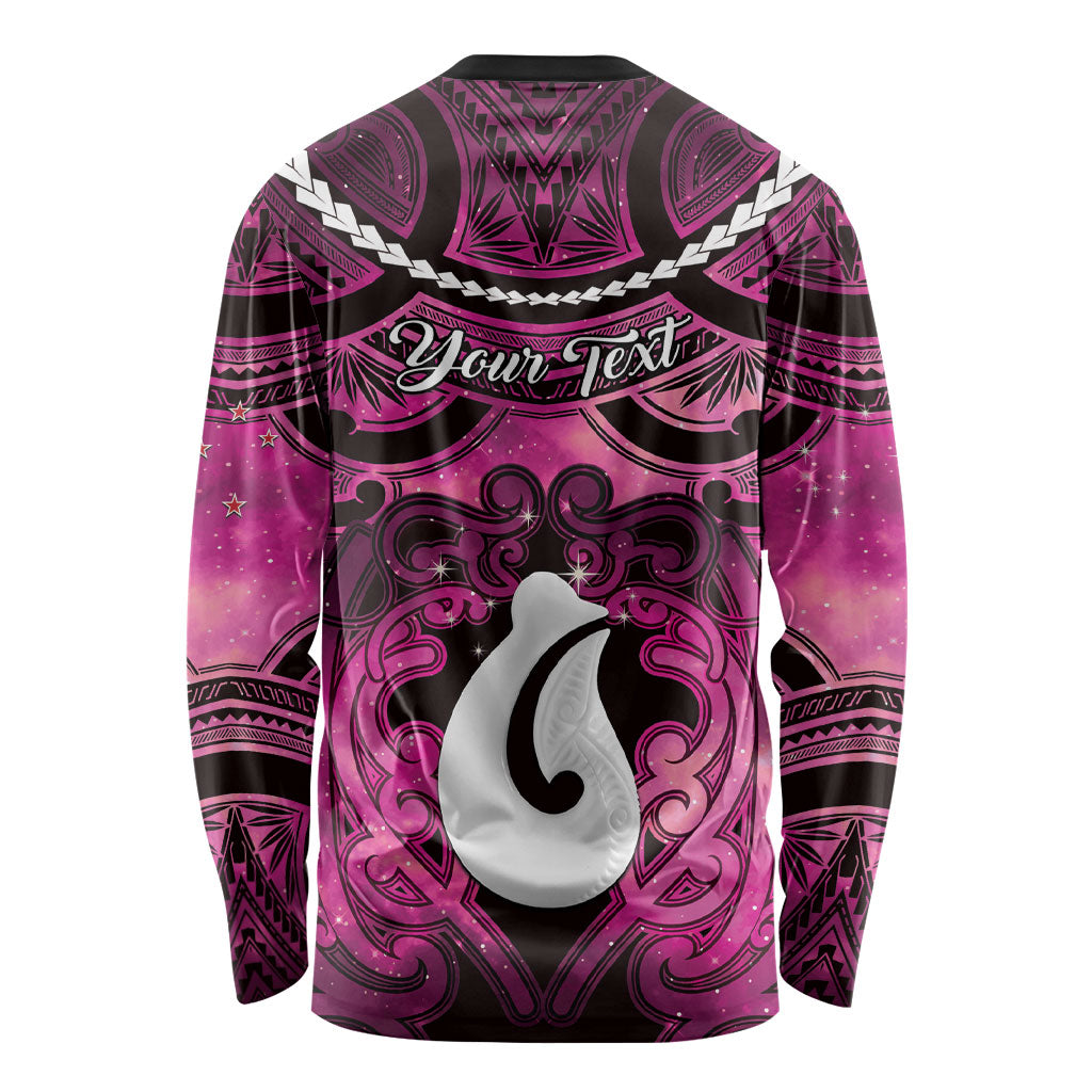 Personalised Maori Matariki Hei Matau Mawhero Long Sleeve Shirt Maori Kowhaiwhai Pattern Galaxy