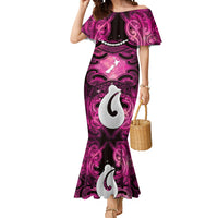 Personalised Maori Matariki Hei Matau Mawhero Mermaid Dress Maori Kowhaiwhai Pattern Galaxy LT01 Women Pink - Polynesian Pride