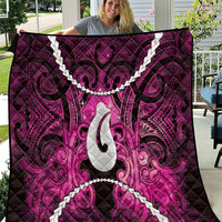Maori Matariki Hei Matau Mawhero Quilt Maori Kowhaiwhai Pattern Galaxy LT01 Pink - Polynesian Pride