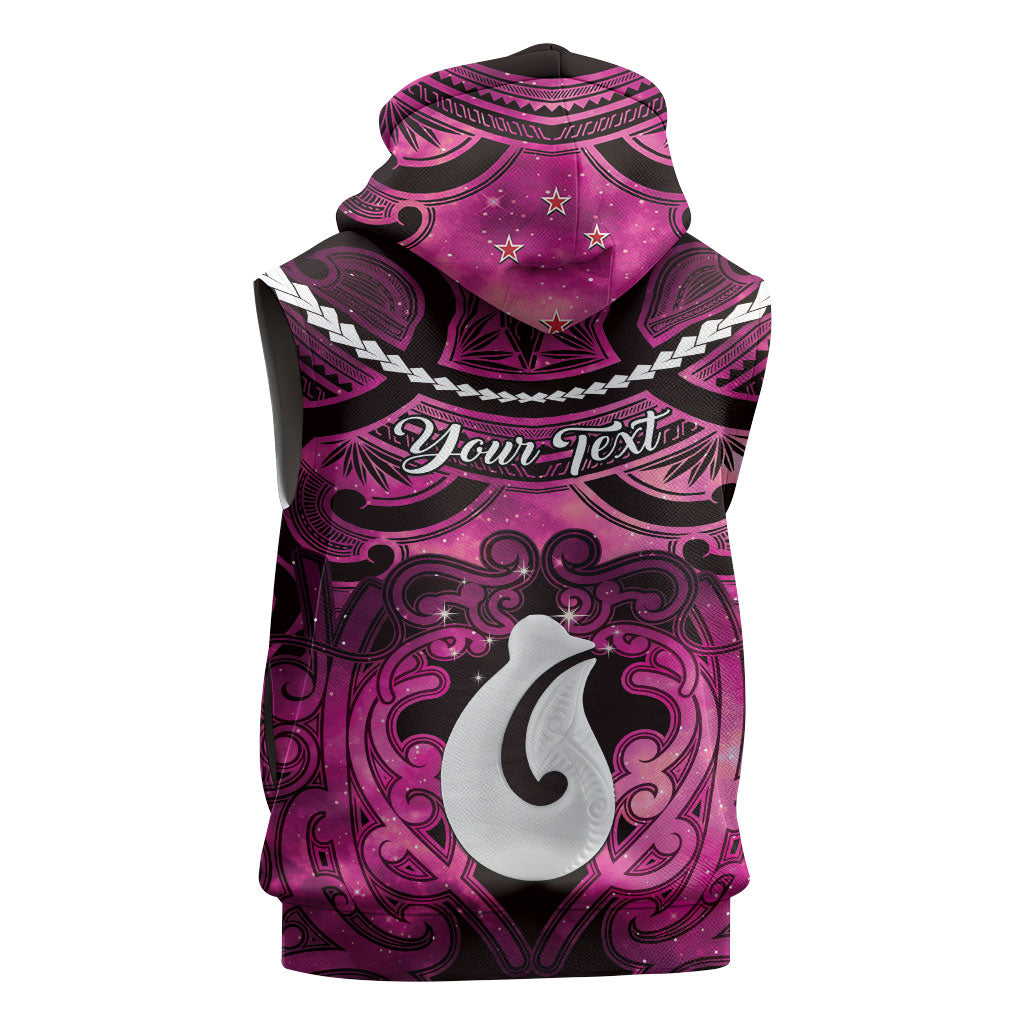 Personalised Maori Matariki Hei Matau Mawhero Sleeveless Hoodie Maori Kowhaiwhai Pattern Galaxy LT01 - Polynesian Pride