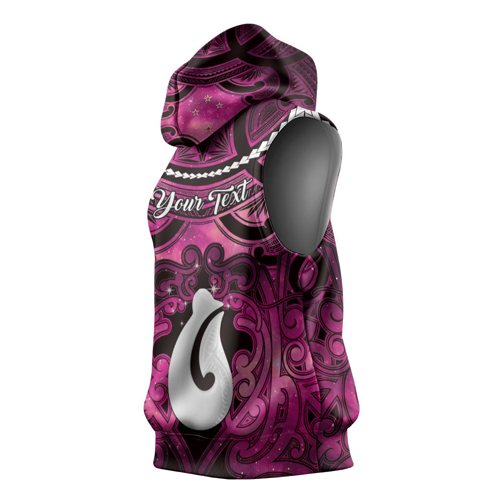Personalised Maori Matariki Hei Matau Mawhero Sleeveless Hoodie Maori Kowhaiwhai Pattern Galaxy LT01 - Polynesian Pride