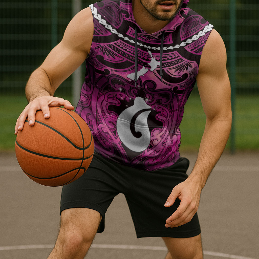 Personalised Maori Matariki Hei Matau Mawhero Sleeveless Hoodie Maori Kowhaiwhai Pattern Galaxy LT01 - Polynesian Pride
