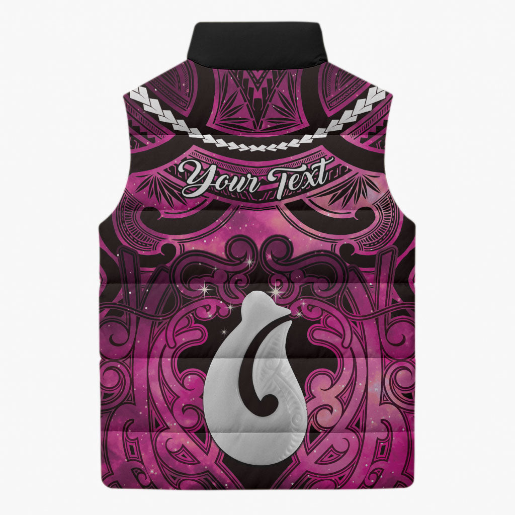 Personalised Maori Matariki Hei Matau Mawhero Sleeveless Puffer Jacket Maori Kowhaiwhai Pattern Galaxy