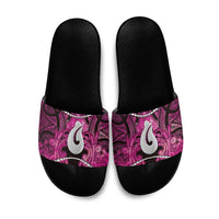 Maori Matariki Hei Matau Mawhero Slide Sandals Maori Kowhaiwhai Pattern Galaxy LT01 Pink - Polynesian Pride
