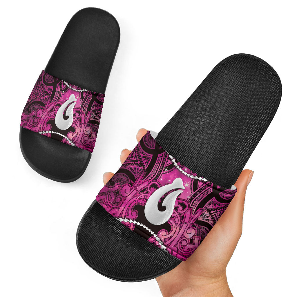 Maori Matariki Hei Matau Mawhero Slide Sandals Maori Kowhaiwhai Pattern Galaxy LT01 - Polynesian Pride