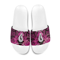 Maori Matariki Hei Matau Mawhero Slide Sandals Maori Kowhaiwhai Pattern Galaxy LT01 Pink - Polynesian Pride