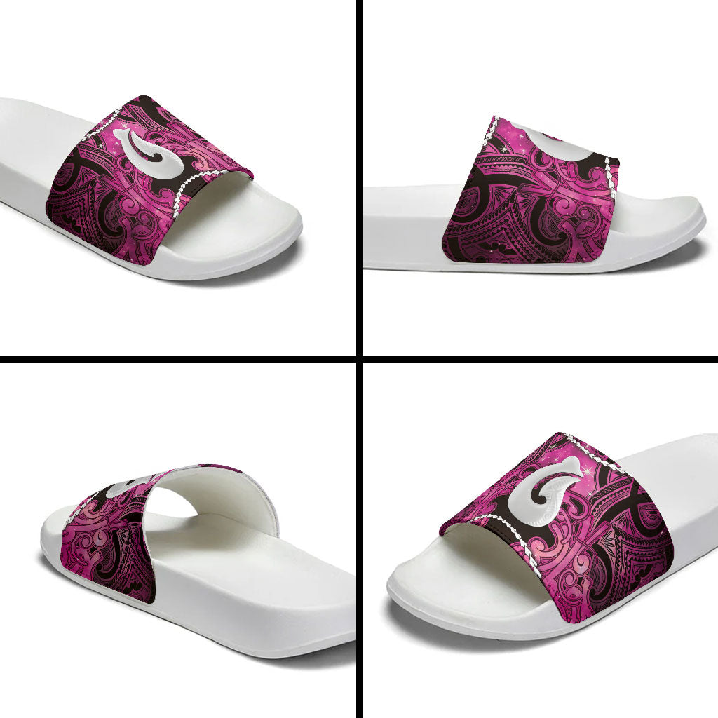 Maori Matariki Hei Matau Mawhero Slide Sandals Maori Kowhaiwhai Pattern Galaxy LT01 - Polynesian Pride