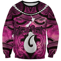 Personalised Maori Matariki Hei Matau Mawhero Sweatshirt Maori Kowhaiwhai Pattern Galaxy LT01 Unisex Pink - Polynesian Pride