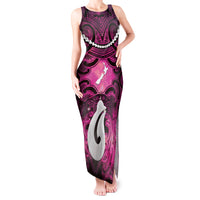 Personalised Maori Matariki Hei Matau Mawhero Tank Maxi Dress Maori Kowhaiwhai Pattern Galaxy LT01 Women Pink - Polynesian Pride
