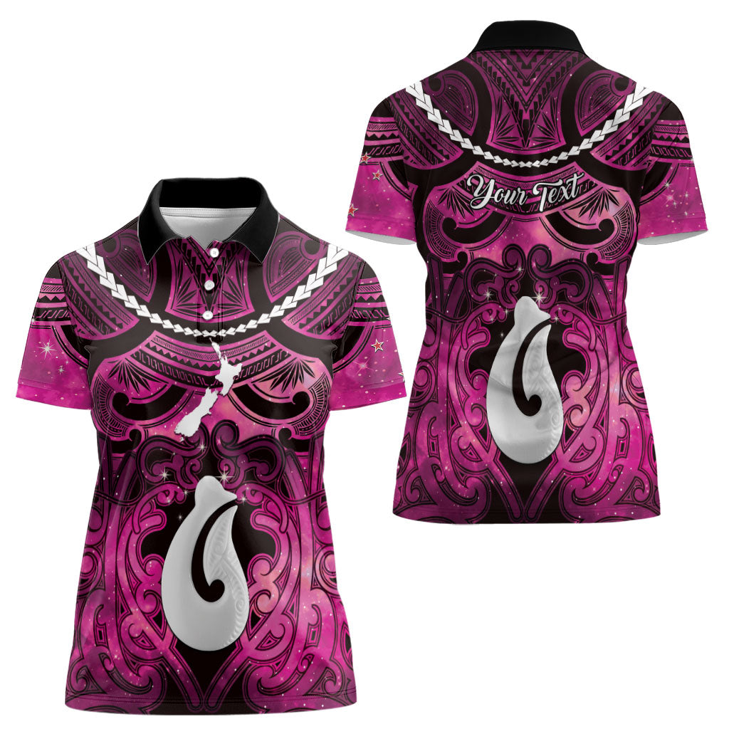 Personalised Maori Matariki Hei Matau Mawhero Women Polo Shirt Maori Kowhaiwhai Pattern Galaxy LT01 - Polynesian Pride