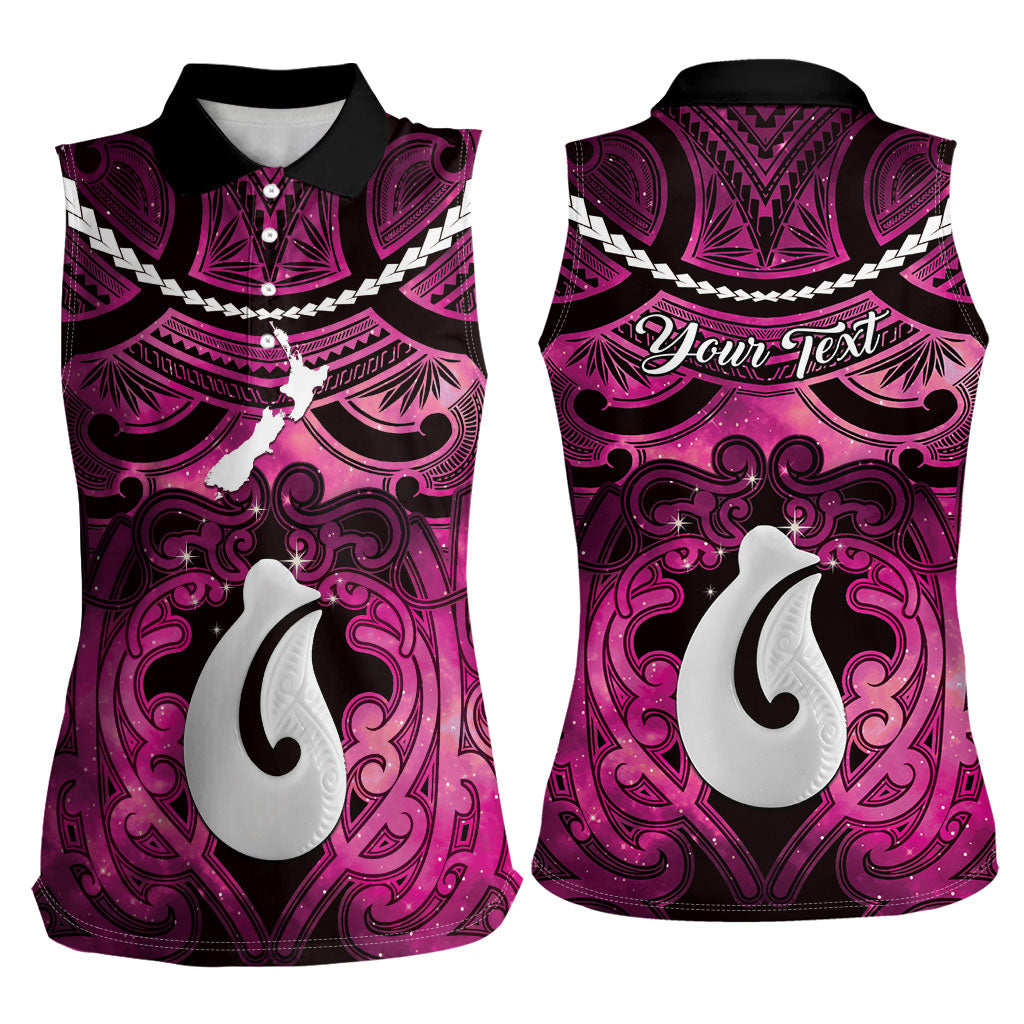 Personalised Maori Matariki Hei Matau Mawhero Women Sleeveless Polo Shirt Maori Kowhaiwhai Pattern Galaxy LT01 - Polynesian Pride