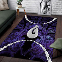 Maori Matariki Hei Matau Waiporoporo Area Rug Maori Kowhaiwhai Pattern Galaxy