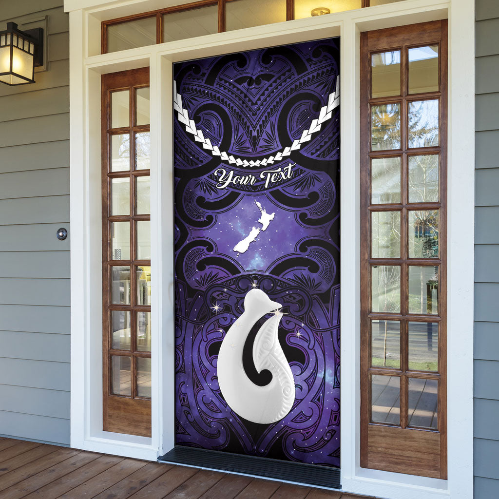 Personalised Maori Matariki Hei Matau Waiporoporo Door Cover Maori Kowhaiwhai Pattern Galaxy LT01 - Polynesian Pride
