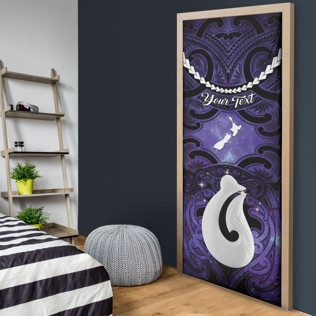 Personalised Maori Matariki Hei Matau Waiporoporo Door Cover Maori Kowhaiwhai Pattern Galaxy LT01 - Polynesian Pride