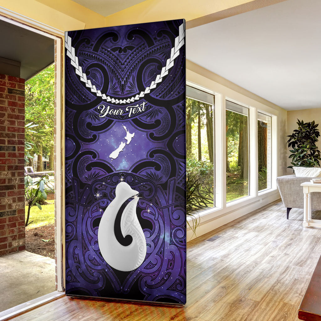 Personalised Maori Matariki Hei Matau Waiporoporo Door Cover Maori Kowhaiwhai Pattern Galaxy LT01 - Polynesian Pride