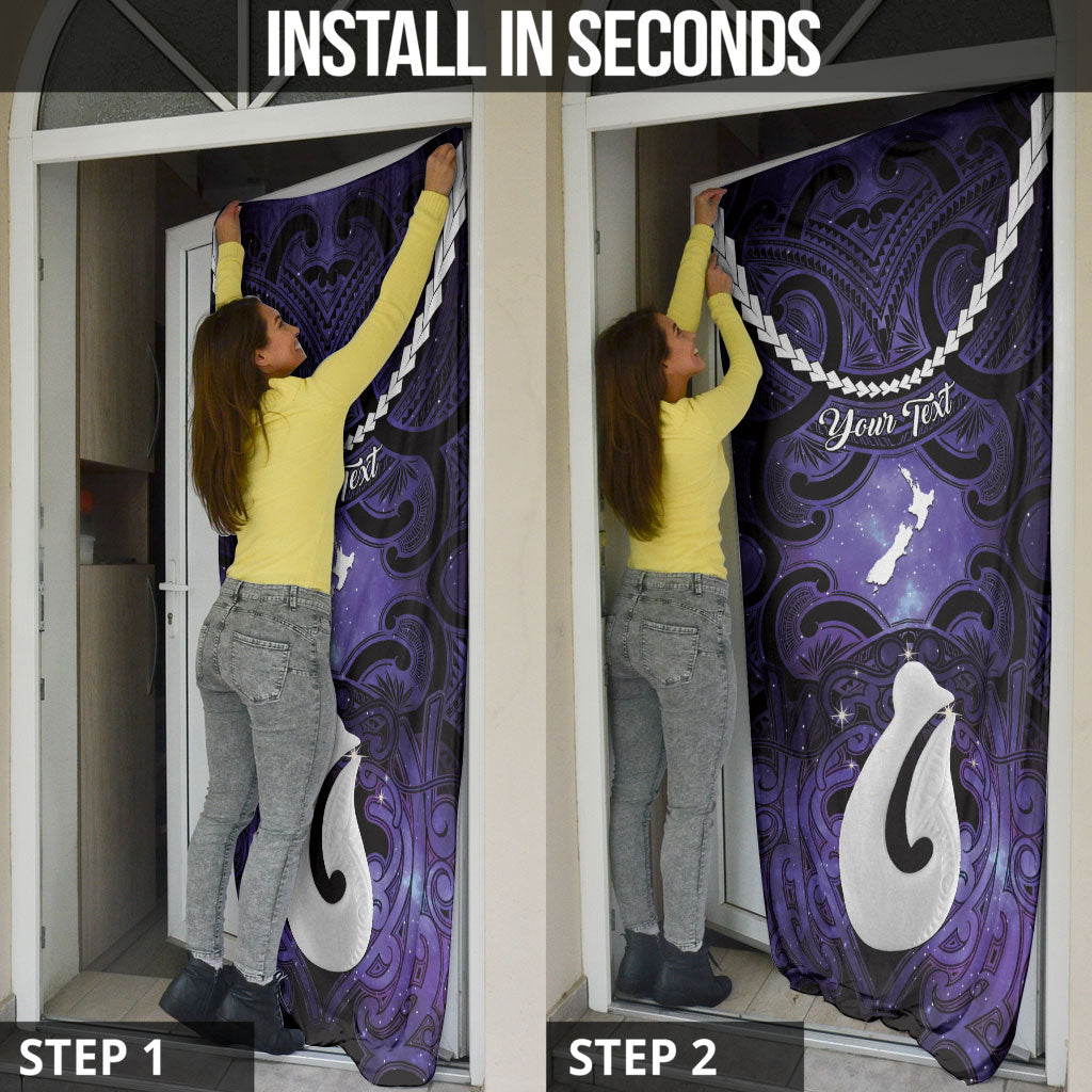 Personalised Maori Matariki Hei Matau Waiporoporo Door Cover Maori Kowhaiwhai Pattern Galaxy LT01 - Polynesian Pride