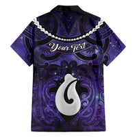 Personalised Maori Matariki Hei Matau Waiporoporo Family Matching Off Shoulder Short Dress and Hawaiian Shirt Maori Kowhaiwhai Pattern Galaxy LT01 - Polynesian Pride