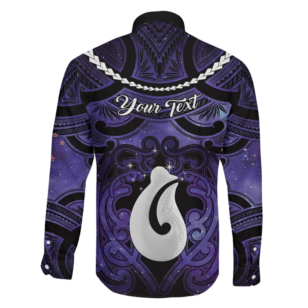 Personalised Maori Matariki Hei Matau Waiporoporo Family Matching Puletasi and Hawaiian Shirt Maori Kowhaiwhai Pattern Galaxy LT01 - Polynesian Pride