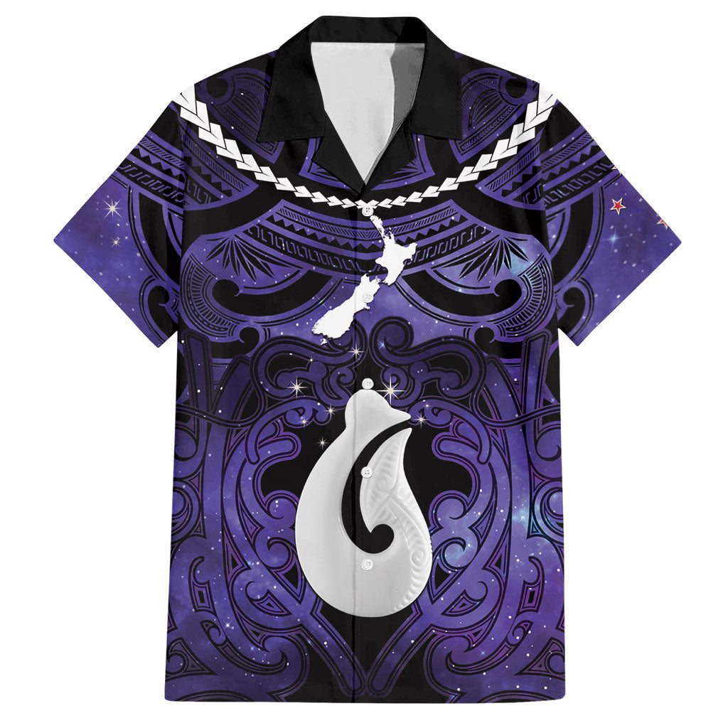 Personalised Maori Matariki Hei Matau Waiporoporo Hawaiian Shirt Maori Kowhaiwhai Pattern Galaxy LT01 Purple - Polynesian Pride