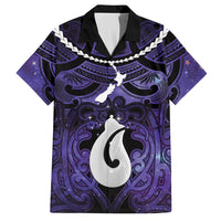 Personalised Maori Matariki Hei Matau Waiporoporo Hawaiian Shirt Maori Kowhaiwhai Pattern Galaxy LT01 Purple - Polynesian Pride