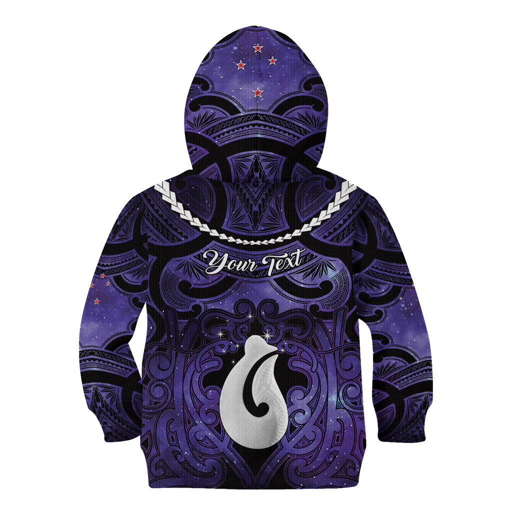 Personalised Maori Matariki Hei Matau Waiporoporo Kid Hoodie Maori Kowhaiwhai Pattern Galaxy LT01 - Polynesian Pride