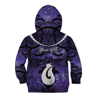 Personalised Maori Matariki Hei Matau Waiporoporo Kid Hoodie Maori Kowhaiwhai Pattern Galaxy LT01 - Polynesian Pride