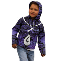 Personalised Maori Matariki Hei Matau Waiporoporo Kid Hoodie Maori Kowhaiwhai Pattern Galaxy LT01 - Polynesian Pride